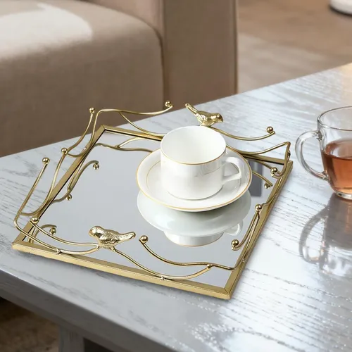 Organizador De Maquillaje Con Bandeja Decorativa Con Espejo,