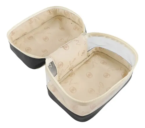 Portacosméticos Oreiro Love Pvc Viaje Impermeable Color Negro