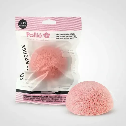 Konjac Esponja Vegetal Facial Rosa Pieles Sensibles Pollie