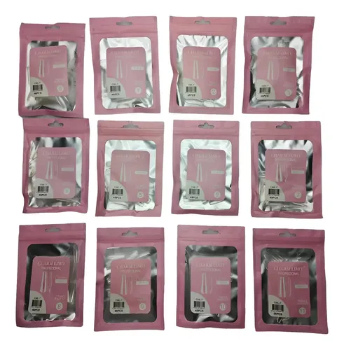 Pack 48 Tips Soft Gel Coffin Medio Charm Limit Profesional Transparente Coffin Medio Transparente