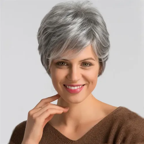 L. Peluca Corta De 10 -inchpara Mujer, Cabello Humano #uy