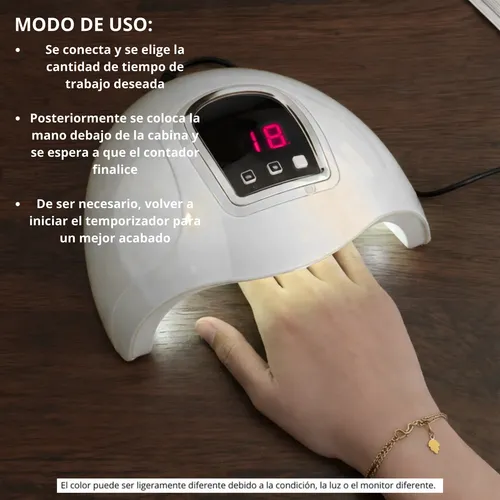 Cabina Para Uñas 54 W Secado Led Uv Manicura Esculpidas