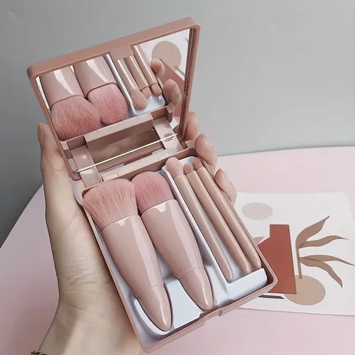 P/j Set Portátil 5 Brochas De Maquillaje Con Estuche Y