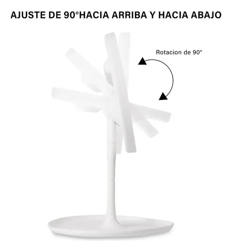 Espejo Redondo Con Base Y Luz Led 3 Tonos Recargable Usb