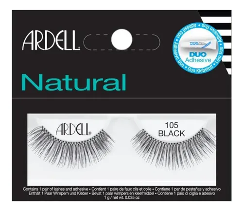 Pestañas Postizas Ardell Enteras Natural 105 Black Con Adhesivo