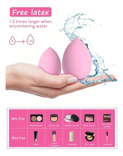 Bz Set 20 Brochas Maquillaje + Esponjas Y Cosmetiquera Rosa