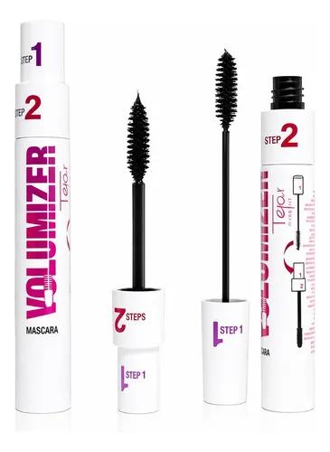 Mascara De Pestañas 2 Pasos Efecto Volumen Largo Waterproof