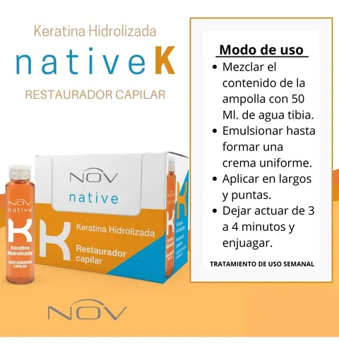 Ampollas Nov Keratina Hidrolizada Pelo Dañado Seco Caja X 15