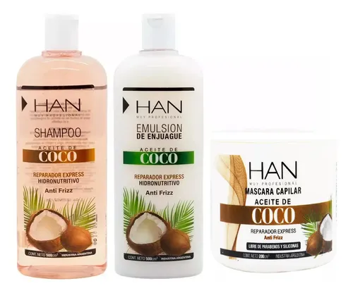 Han Coco Shampoo Acondicionador Mascara Reparador Antifrizz