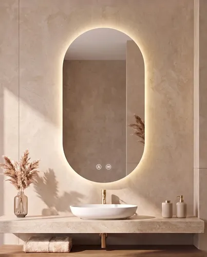 Espejo Led Retro Píldora 50×90 Cm Con Touch Y Desempañador