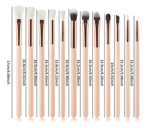 Set De 12 Pinceles For Sombra De Ojos En Rosa