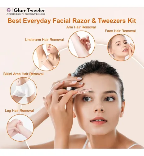 Kit De Cuchillas Para Rostro Y Cejas Glamtweeler Oro Rosa