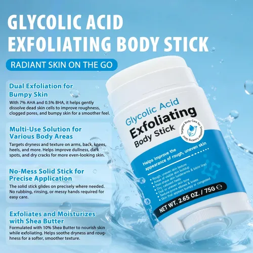 Body Stick With Glycolic Acid, Solid Non-sticky No Resin