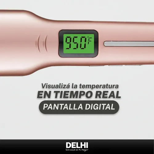 Plancha De Pelo 6 Niveles Cerámica Delhi 40w Cabello Seco Rosa