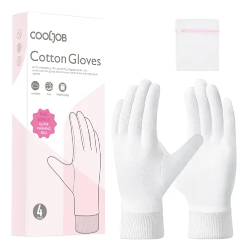 Guantes Algodón Hidratantes Blancos Para Piel Seca Spa