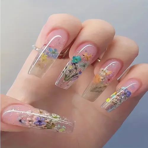 — ! Decoración De Uñas Con Flores Secas Naturales, *