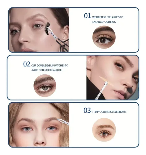 Pinzas Pequeñas De Acero Inoxidable Para Cejas, 1 Pieza Black Soft Touch