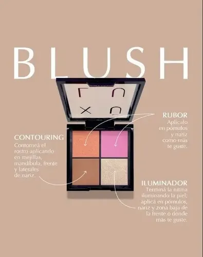 Paleta De Rostro Rubor Iluminador Y Contorno Xulu Cosmeticos