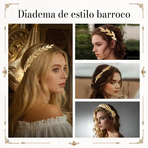 Corona Metálica De Hojas Laureles Tiara Accesorio F