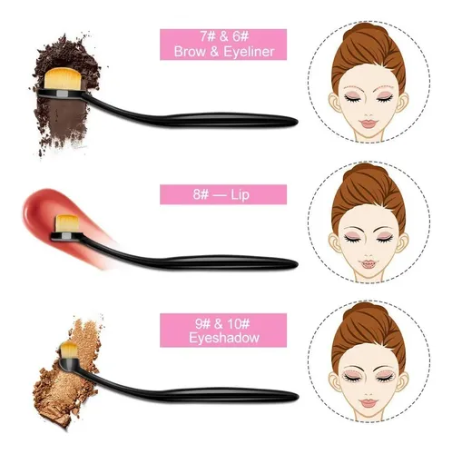 Set De Brochas De Maquillaje Yoseng Ovaladas 10 Piezas Profe