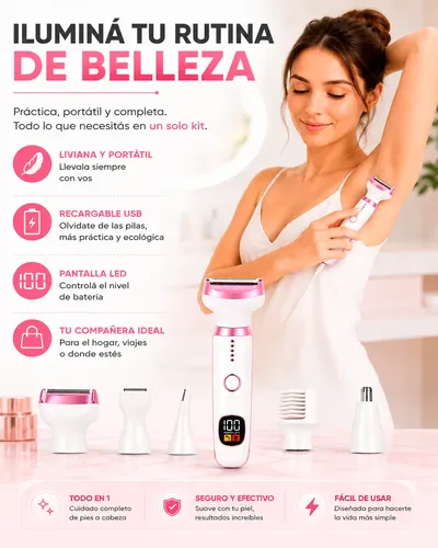 Depiladora Mujer Eléctrica 5 En 1 Facial Cejas Usb Portatil