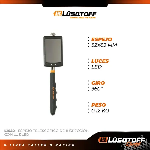 Espejo Telescópico De Inspección Lusqtoff L1020 Con Luz Led