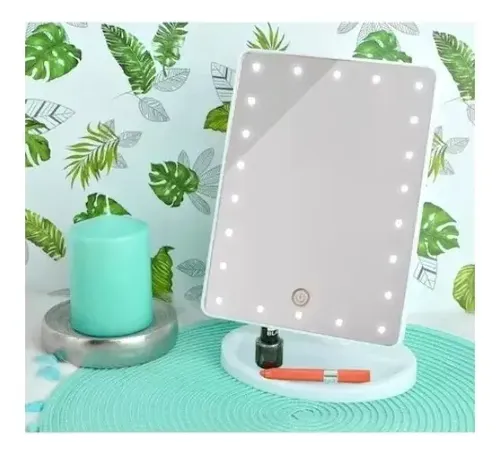 Espejo Maquillaje Tactil Luz 16 Led 3 Modos Usb