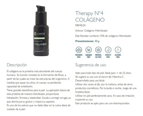 Booster Serum Colageno 10% Firmeza Todo Tipo Piel 50ml Libra Momento de aplicación Día Noche