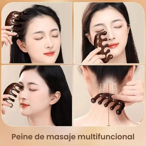 A 1x#x 2 Peines Masajeadores De Cabeza De Sándalo Gua Sha C.