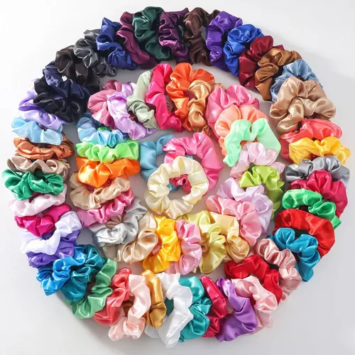 Kit 50 Donas Scrunchies Ligas Cabello Satinada 9cm &lp044 Z