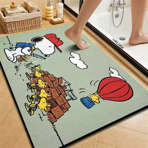 Alfombra Mat Goma C/ Felpa Antideslizante Snoopy 40 X 60 Cm