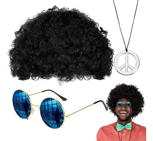 /peluca Disco Y Gafas De Sol Conjunto De Accesorios Para Gold