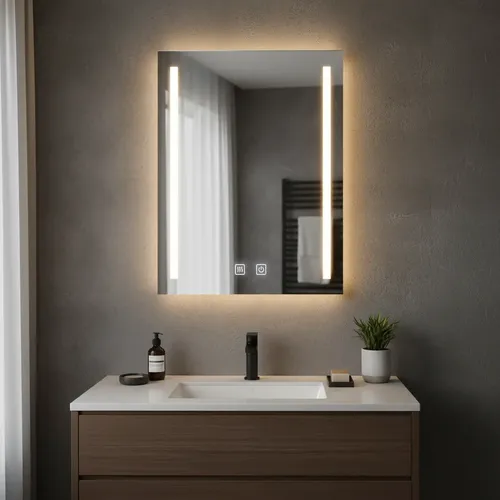 Espejo Desempañado Vertical Luz Led 60x80cm Boton Touch Baño