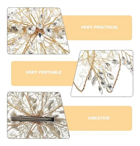 Pinza Para El Pelo Con Diamantes De Imitación Dorados Para D