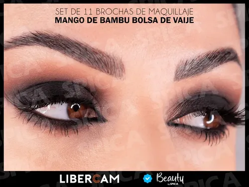 Set X11 Brochas Maquillaje Bambu Spica Bro-00 Sintetica Marrón Claro
