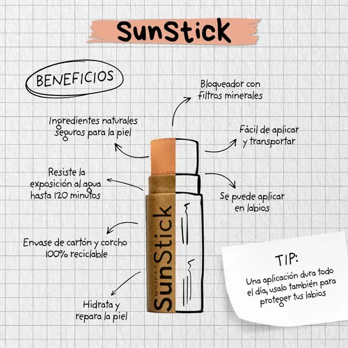 Sunstick Protector Solar Natural, Mineral Y Fisico Fps +45