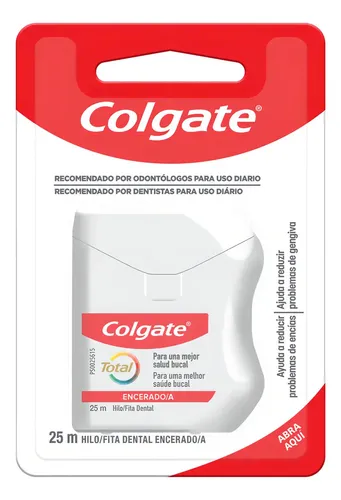 Hilo Dental Encerado Colgate Total 12 Limpieza Bucal 25m