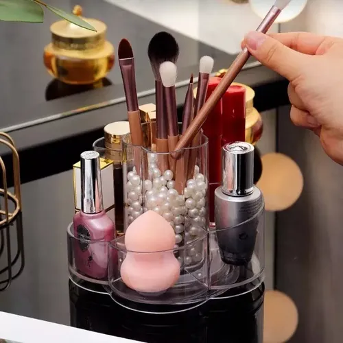 Organizador Giratorio Acrílico Para Maquillaje Brochas