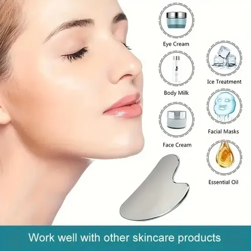 Gua Sha Metal Facial Para Drenaje Linfático Y Masajes