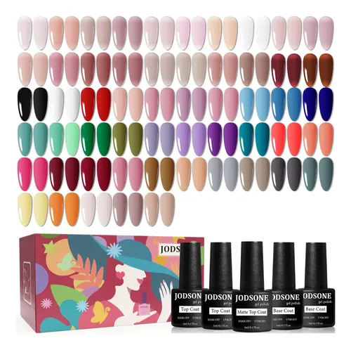 Set 60 Esmaltes Gel 55 Colores Base Y Top Coat Mate