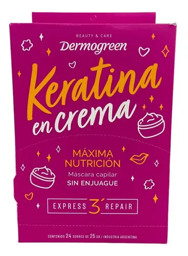 Dermogreen Máxima Nutrición Keratina En Crema Máscara 24u