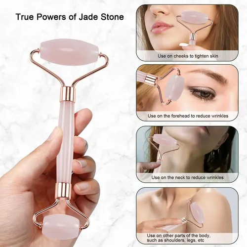 Rodillo Facial Xyzbstar Jade Y Gua Sha Rosa