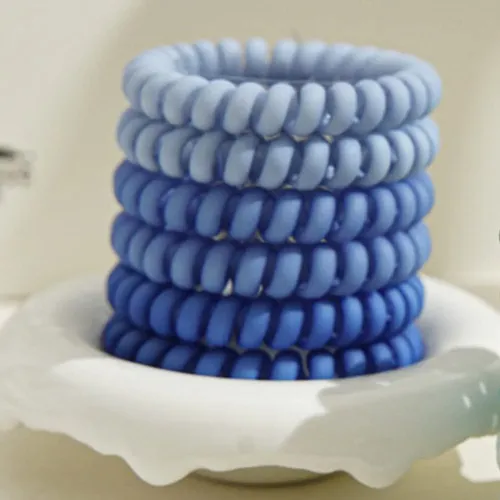 Cintas De Pelo En Espiral Zhoumeiwensp De Plástico Mate Azul