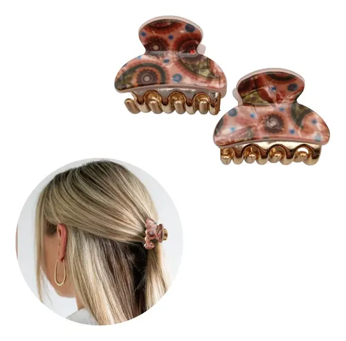 Broches Pelo Hebillas Ganchos Clips Colores Por Par Color Coral Claro