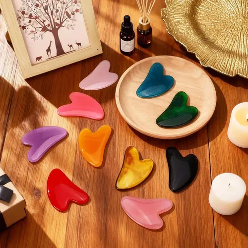 Set 200 Gua Sha Corazón Resina Facial Y Corporal Rosa