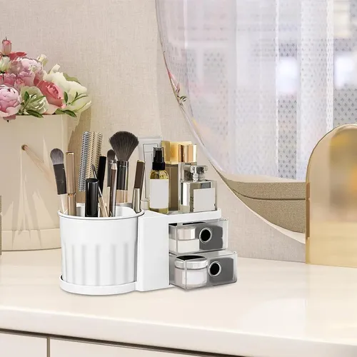 Organizador Escritorio Giratorio Maquillaje 2 Cajones