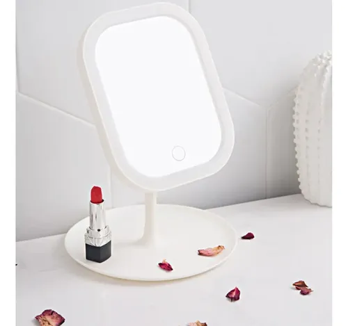 2 Modos En 1 Espejo De Tocador Para Maquillaje Con Luz Led Marco Blanco