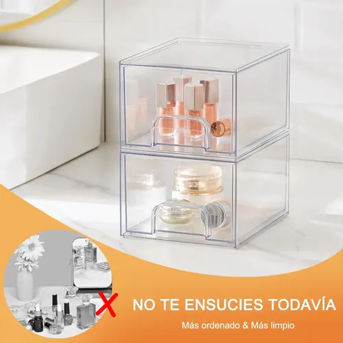 1 Caja De Almacenamiento De Cosméticos Apilable Con Cajones Claro