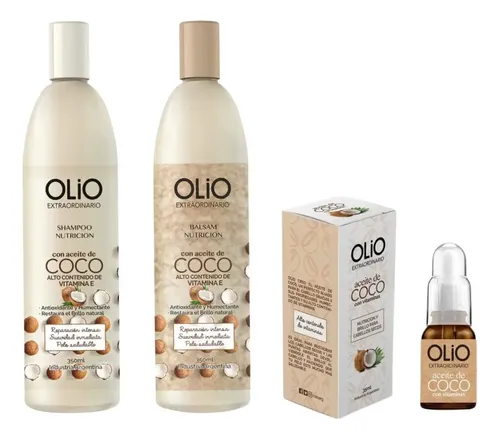 Olio Shampoo + Acondicionador + Aceite De Puntas Coco