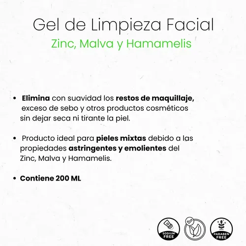 Gel De Limpieza Facial Piel Mixta Zinc Hamamelis 200ml Libra